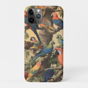 botanische scène kleurrijke papegaaien in een boo iPhone 11 pro hoesje