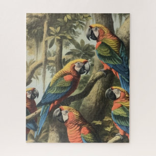 botanische scène kleurrijke papegaaien in een boo legpuzzel