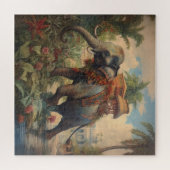 botanische scène olifant met howdah legpuzzel (Horizontaal)