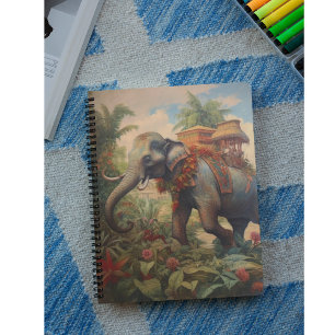 botanische scène olifant met howdah notitieboek