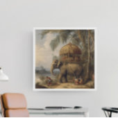 botanische scène olifant met howdah ook canvas afdruk