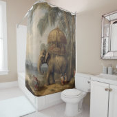  botanische scène olifant met howdah ook douchegordijn (In situ)