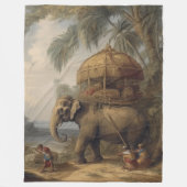  botanische scène olifant met howdah ook fleece deken (Voorkant)