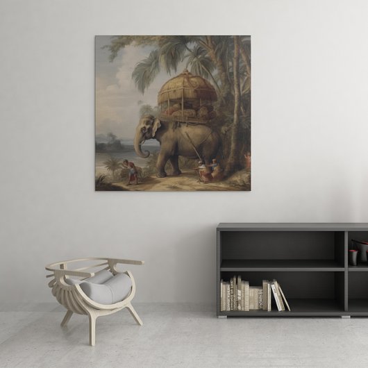 botanische scène olifant met howdah ook poster