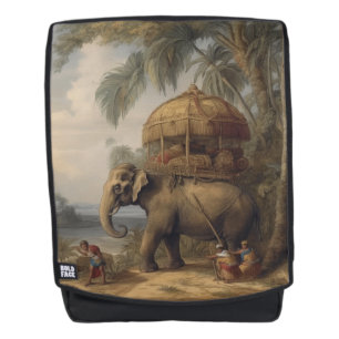 botanische scène olifant met howdah ook rugtassen