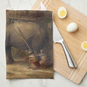  botanische scène olifant met howdah ook theedoek (Quarter Fold)