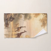  botanische scène van giraffen bij de rivier bad handdoek (Handdoek)