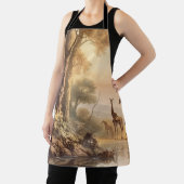 botanische scène van giraffen bij de rivier schort (Insitu)