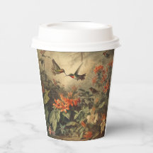 botanische scène van kolibriden en bloemen