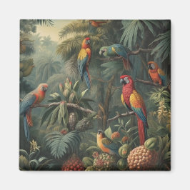 Botanische scène van papegaaien en ananassen magneet