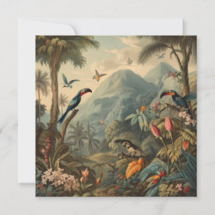  botanische scène van papegaaien en bloemen