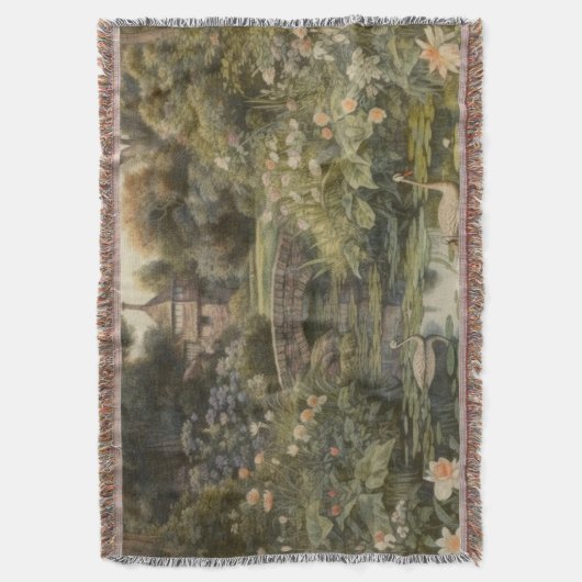 Botanische scène van zwanen in een Engelse tuin Deken (Voorkant Verticaal)