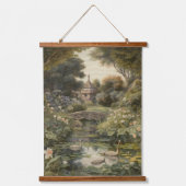 Botanische scène van zwanen in een Engelse tuin Hangend Wandkleed (Voorkant)