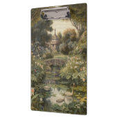 Botanische scène van zwanen in een Engelse tuin Klembord (Links)