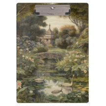 Botanische scène van zwanen in een Engelse tuin