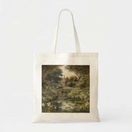 Botanische scène van zwanen in een Engelse tuin Tote Bag