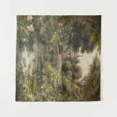 Botanische scène van zwanen in een Engelse tuin Wandkleed (Voorkant (horizontaal))