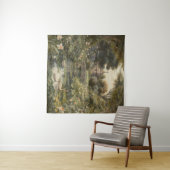 Botanische scène van zwanen in een Engelse tuin Wandkleed (In Situ (horizontaal))