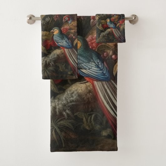  botanische scène vogelbloemen in het paradijs bad handdoek (Insitu)