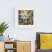 botanische scène vogelbloemen in het paradijs canvas afdruk