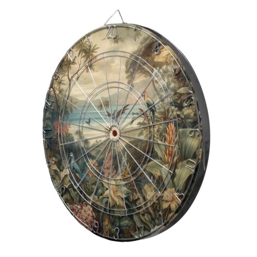  botanische scène vogelbloemen in het paradijs dartbord (Voorkant Rechts)