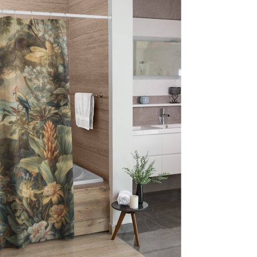botanische scène vogelbloemen in het paradijs douchegordijn