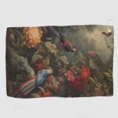  botanische scène vogelbloemen in het paradijs golfhanddoek (Horizontaal)