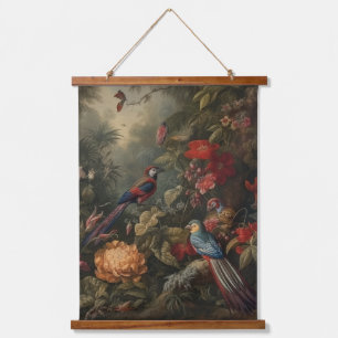  botanische scène vogelbloemen in het paradijs hangend wandkleed