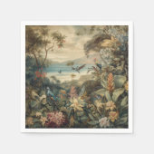 botanische scène vogelbloemen in het paradijs servet (Voorkant)