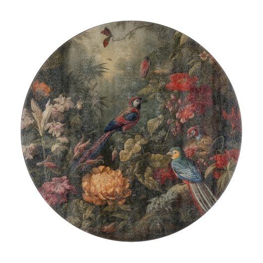  botanische scène vogelbloemen in het paradijs snijplank (Voorkant)