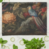 botanische scène vogelbloemen in het paradijs theedoek (Gevouwen)