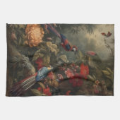 botanische scène vogelbloemen in het paradijs theedoek (Horizontaal)