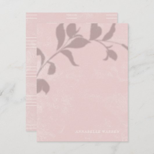 Botanische schaduw Vrouwen Stationery - Roze Notitiekaartje (Voorkant / Achterkant)