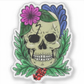 Botanische schedel sticker (Voorkant)