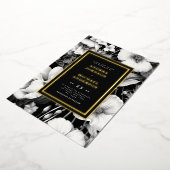 Botanische Schets Zwart Bloemen Bruiloft Echt Folie Uitnodiging (Gedraaid)