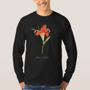 Botanische Schildering Van Oranje Lelie Voor Bloem T-shirt