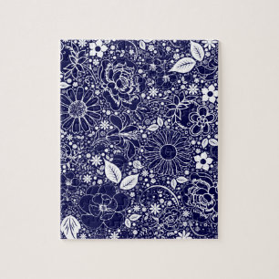 Botanische schoonheden Blauw Legpuzzel