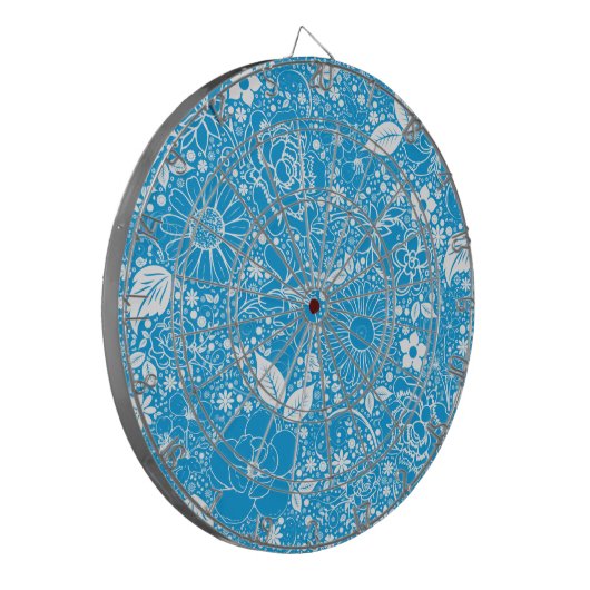 Botanische schoonheden Light Blue Dart Board Dartbord (Voorkant Links)