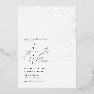 Botanische Silver Leaf repetitie diner Folie Uitnodiging