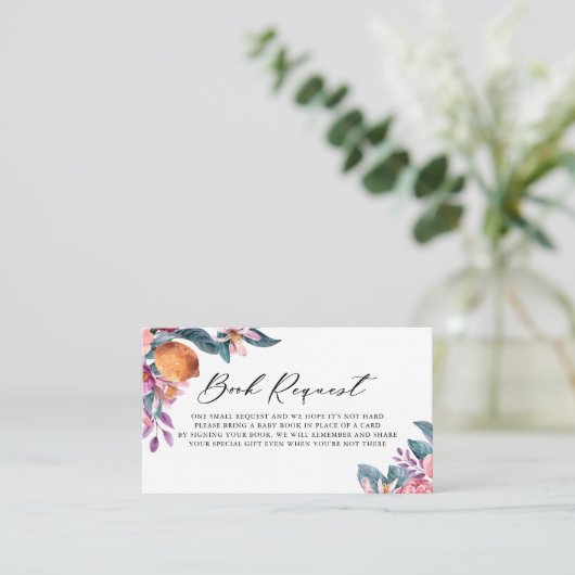 Botanische Sinaasappels Baby shower Book Request K Plaatskaartje (Staand voorkant)