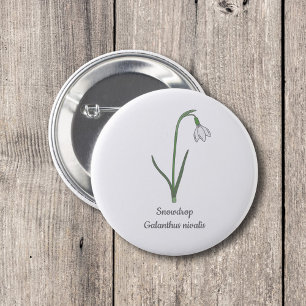 Botanische Sneeuwdruppelpastel Bloem Ronde Button 5,7 Cm