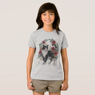 Botanische Snorharen: Folk Art Bloemenkater Tri-Blend Shirt