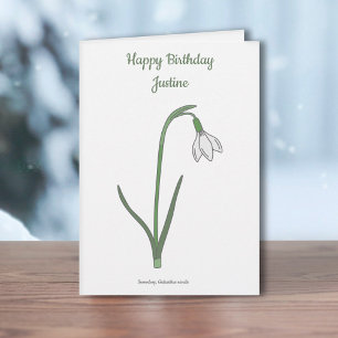 Botanische Snowdrop Pastel Flower Verjaardag Kaart