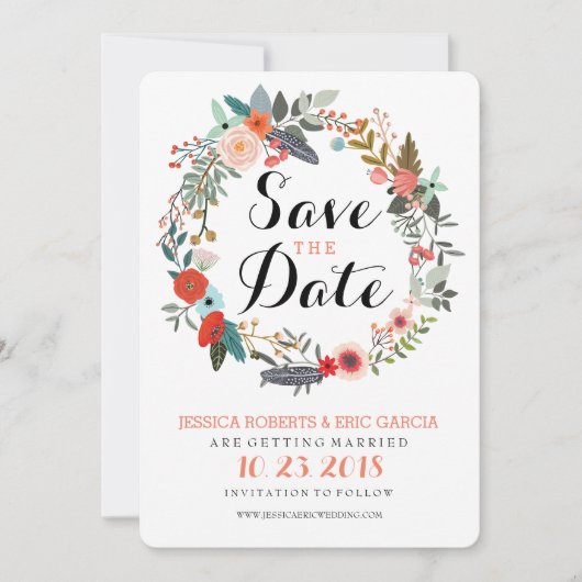 Botanische spiegel Sla de datum op Save The Date (Voorkant)