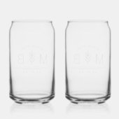 Botanische stam Bruiloft Monogram Blikvorm Glas (Achterkant)