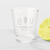 Botanische stam Bruiloft Monogram Shot Glas (Achterkant)