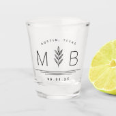 Botanische stam Bruiloft Monogram Shot Glas (Voorkant)