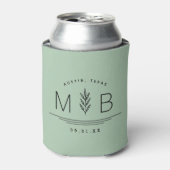 Botanische Stem Weddenschap Monogram | Sage Blikjeskoeler (Blikje Voorkant)