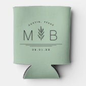 Botanische Stem Weddenschap Monogram | Sage Blikjeskoeler (Voorkant)
