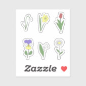 Botanische Stickers met bloemen (Vel)